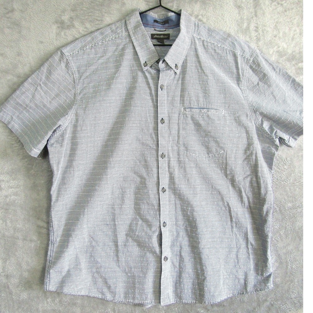 Eddie Bauer Mens Classic Fit Short‎ Sleeve Striped Button Down Shirt 2XL